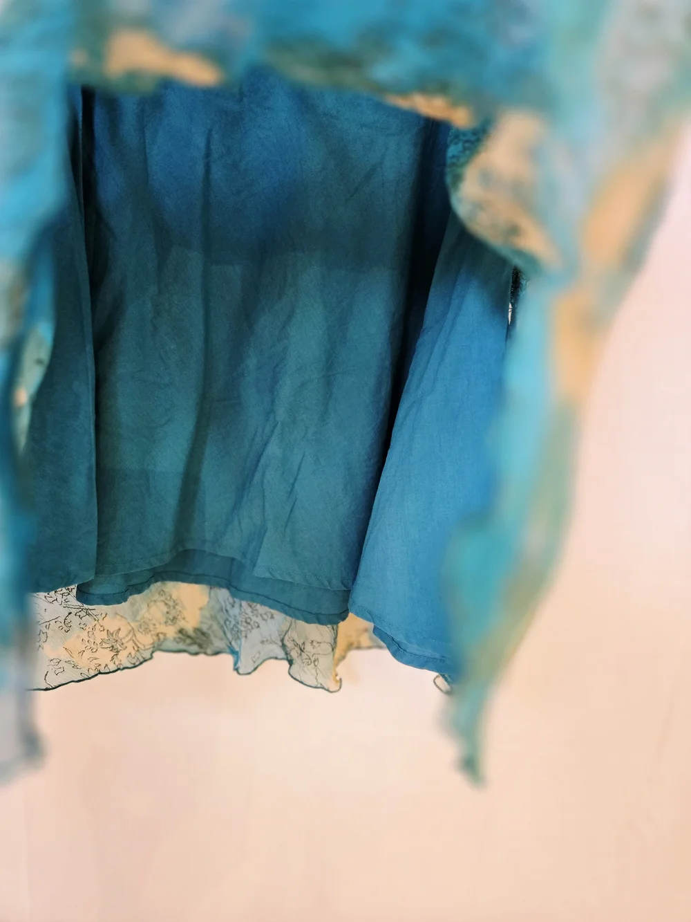 Sleeveless Teal Floral Chiffon Dress/Tunic with Embellished Neckline - Picture 5 of 14